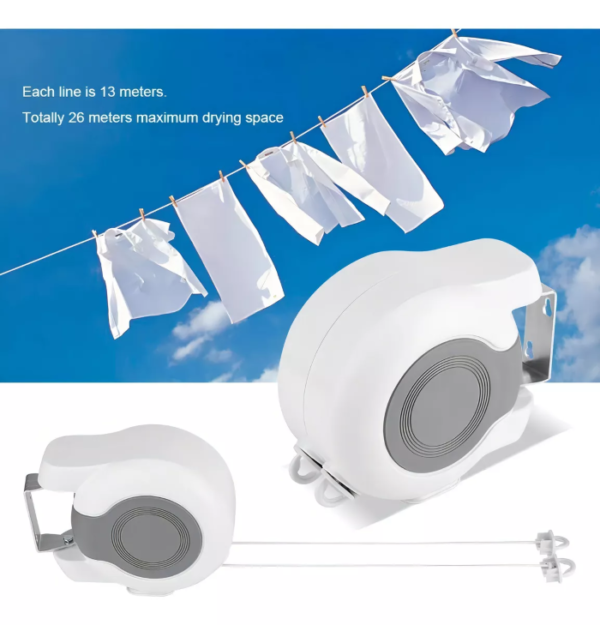 Tendedero Plegable Colgador Retractil Pared Doble Linea 30m Color Blanco