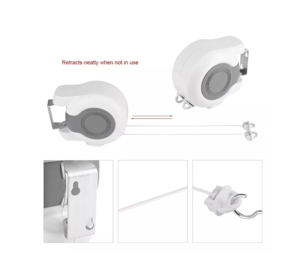 Tendedero Plegable Colgador Retractil Pared Doble Linea 30m Color Blanco