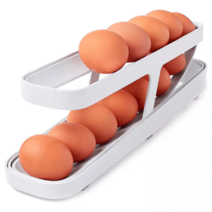 Organizador De Bandejas Dispensadoras Enrollables Para Huevo Color Blanco