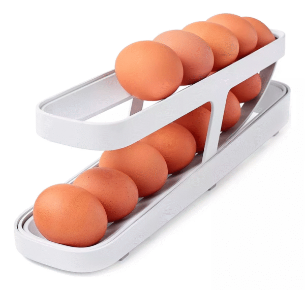 Organizador De Bandejas Dispensadoras Enrollables Para Huevo Color Blanco