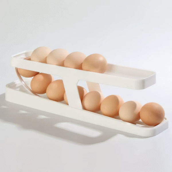 Organizador De Bandejas Dispensadoras Enrollables Para Huevo Color Blanco