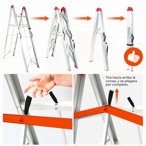 Escalera Tijera Plegable 5 Pasos Aluminio