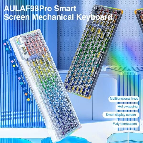 H0e8a600644a84942a951dfe7158c1c98T Teclado Mecánico Inalámbrico Aula F98 Pro Teclas Transparente