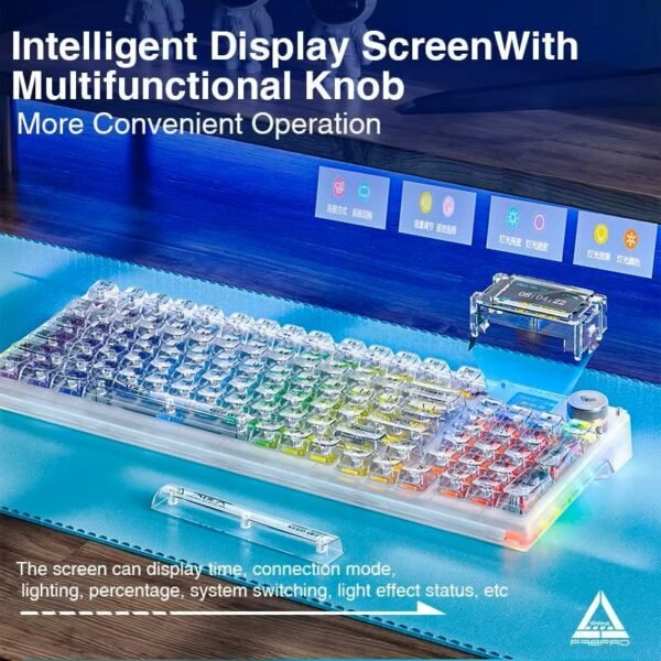 H74e484540a504f938c7d6bb9140562c1G Teclado Mecánico Inalámbrico Aula F98 Pro Teclas Transparente