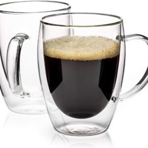 000 Taza Café Doble Pared Borosilicato 350ml Sqhome Con Asa