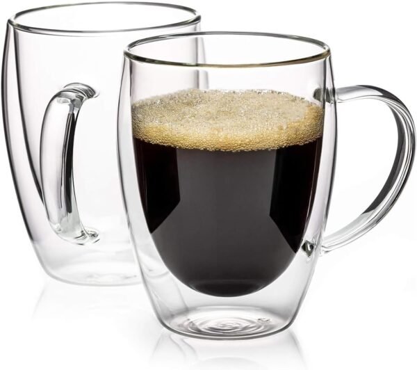 Taza Café Doble Pared Borosilicato 350ml Sqhome Con Asa