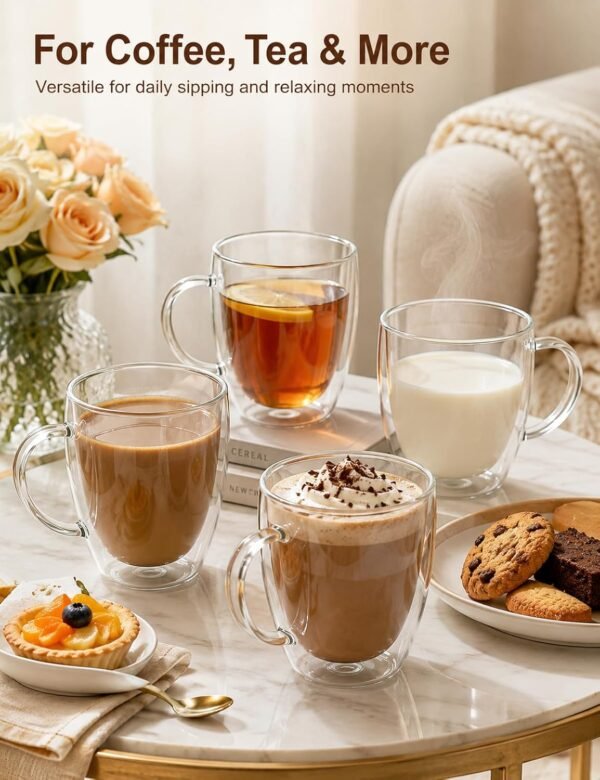 Taza Café Doble Pared Borosilicato 350ml Sqhome Con Asa