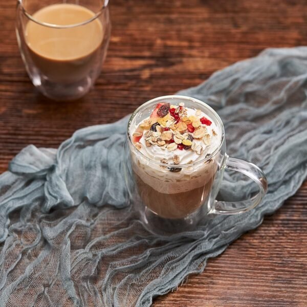 004 Taza Café Doble Pared Borosilicato 350ml Sqhome Con Asa