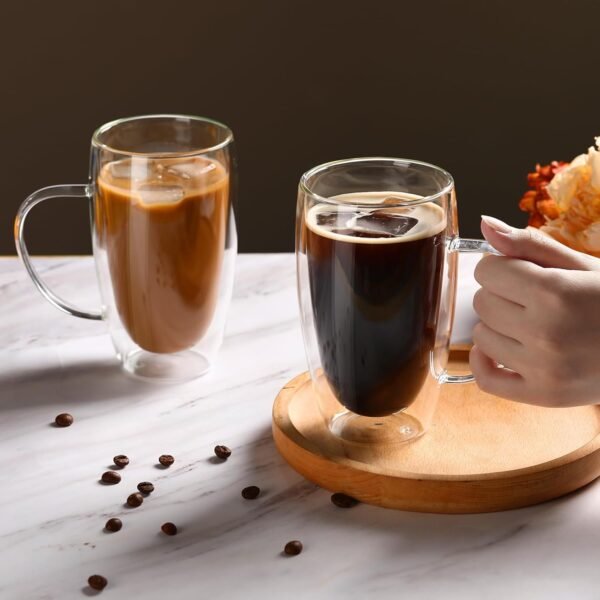 005 Taza Café Doble Pared Borosilicato 450ml Sqhome con Asa