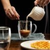 Taza Café Doble Pared Borosilicato 350ml Sqhome Con Asa