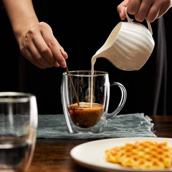 Taza Café Doble Pared Borosilicato 350ml Sqhome Con Asa