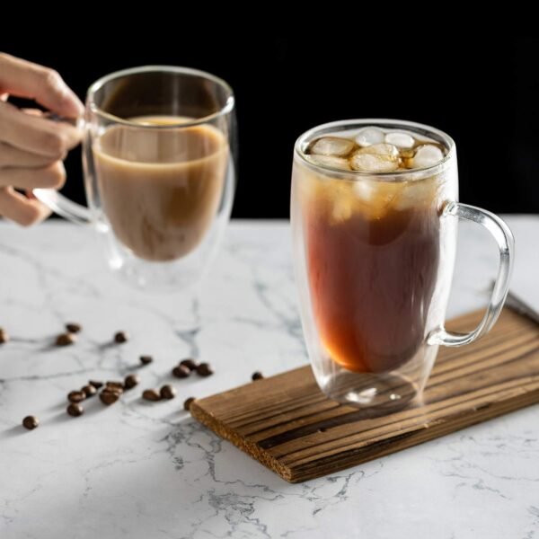 Taza Café Doble Pared Borosilicato 350ml Sqhome Con Asa