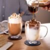 Taza Café Doble Pared Borosilicato 350ml Sqhome Con Asa