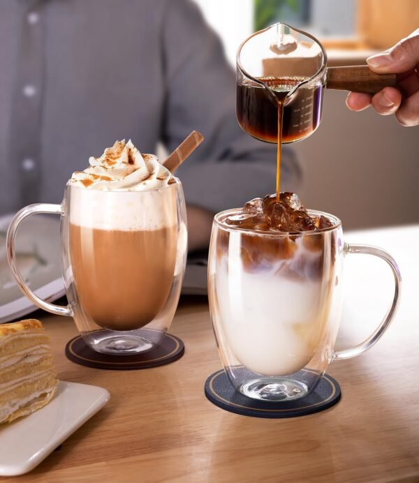 008 Taza Café Doble Pared Borosilicato 350ml Sqhome Con Asa