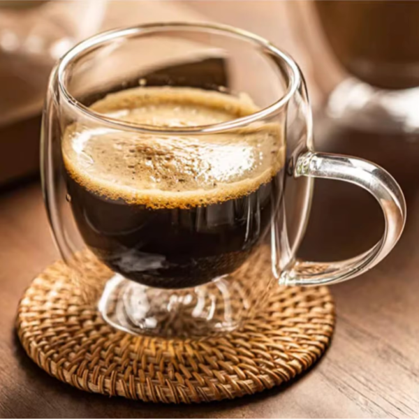 01. Taza Café Doble Pared Borosilicato 250ml Sqhome Con Asa