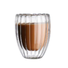 01 Taza Café Doble Pared Borosilicato Acanalado 350ml Sqhome Sin Asa