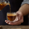 02 Taza Café Doble Pared Borosilicato 250ml Sqhome Sin Asa