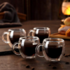 Taza Café Doble Pared Borosilicato 90ml Sqhome Con Asa
