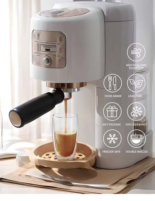 Taza Café Doble Pared Borosilicato 450ml Sqhome Sin Asa