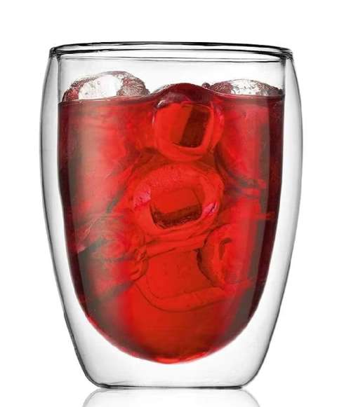 02 Taza Café Doble Pared Borosilicato 350ml Sqhome Sin Asa