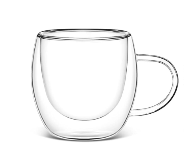 Taza Café Doble Pared Borosilicato 250ml Sqhome Con Asa