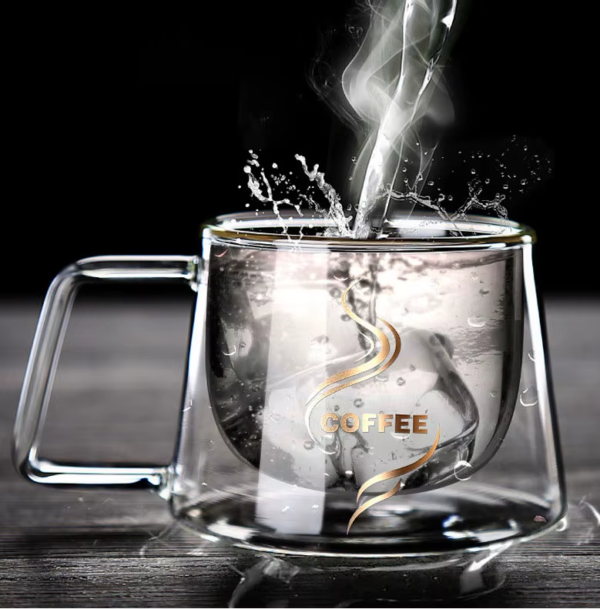 04 Taza Café Doble Pared Borosilicato 200ml Sqhome Con Asa