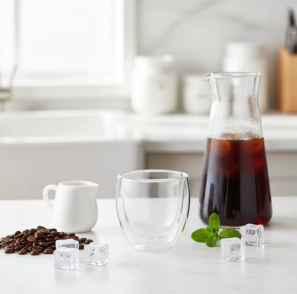 05 Taza Café Doble Pared Borosilicato 250ml Sqhome Sin Asa