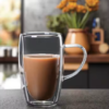 Taza Café Doble Pared Borosilicato 450ml Sqhome con Asa
