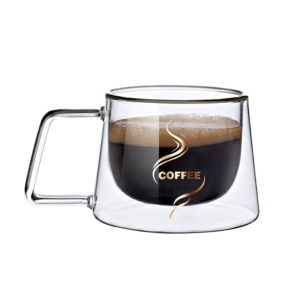 05 Taza Café Doble Pared Borosilicato 200ml Sqhome Con Asa