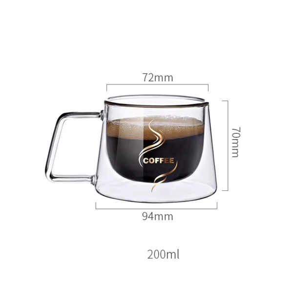 06 Taza Café Doble Pared Borosilicato 200ml Sqhome Con Asa