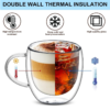 07 Taza Café Doble Pared Borosilicato 250ml Sqhome Con Asa
