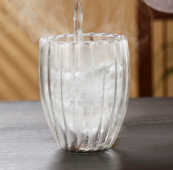 07 Taza Café Doble Pared Borosilicato Acanalado 350ml Sqhome Sin Asa
