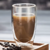 Taza Café Doble Pared Borosilicato 450ml Sqhome Sin Asa