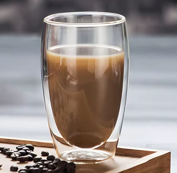 Taza Café Doble Pared Borosilicato 450ml Sqhome Sin Asa