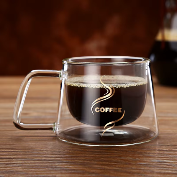 07 Taza Café Doble Pared Borosilicato 200ml Sqhome Con Asa