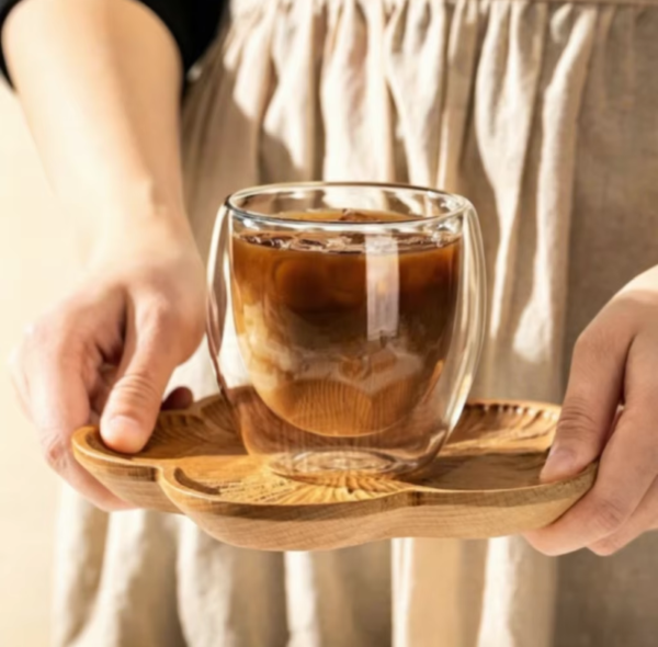 08 Taza Café Doble Pared Borosilicato 250ml Sqhome Sin Asa