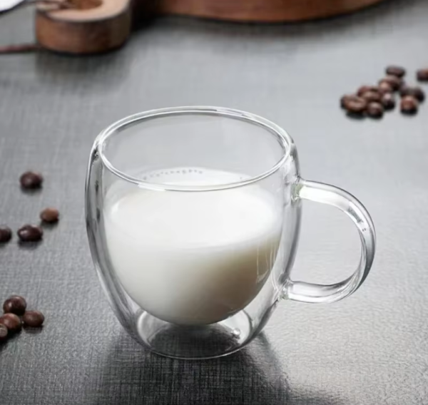Taza Café Doble Pared Borosilicato 90ml Sqhome Con Asa
