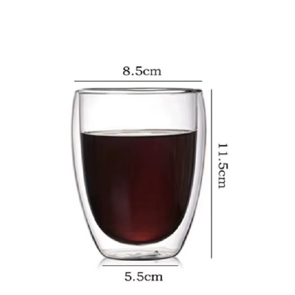 09 Taza Café Doble Pared Borosilicato 350ml Sqhome Sin Asa