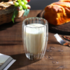 10 Taza Café Doble Pared Borosilicato Acanalado 350ml Sqhome Sin Asa
