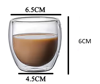 Taza Café Doble Pared Borosilicato 90ml Sqhome Sin Asa