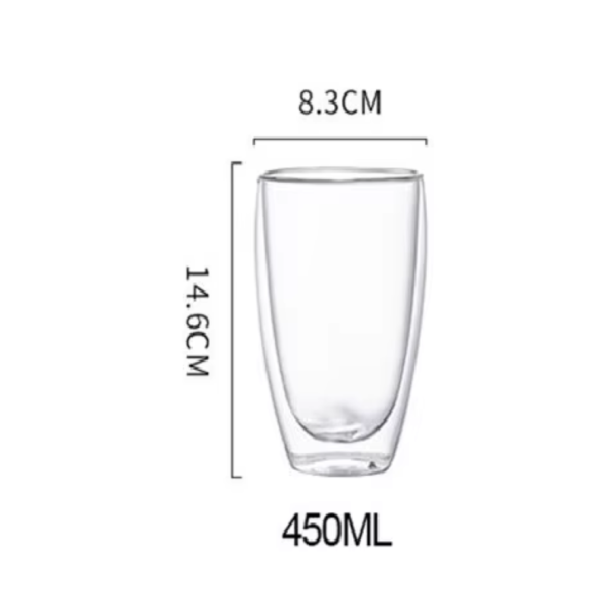 10 Taza Café Doble Pared Borosilicato 450ml Sqhome Sin Asa