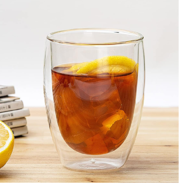 10 Taza Café Doble Pared Borosilicato 350ml Sqhome Sin Asa