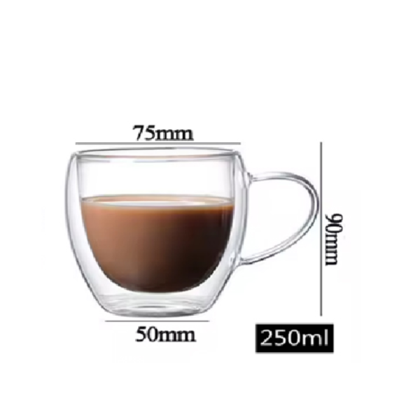 11 - copia Taza Café Doble Pared Borosilicato 250ml Sqhome Con Asa