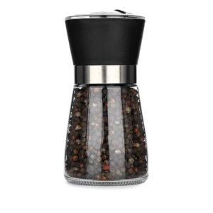 01 Molino De Sal Y Pimienta 180Ml En Acero Inoxidable Tapa Negra