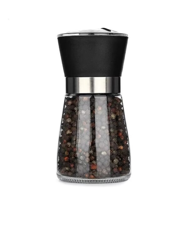 01 Molino De Sal Y Pimienta 180Ml En Acero Inoxidable Tapa Negra