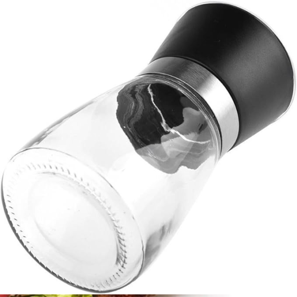 06 Molino De Sal Y Pimienta 180Ml En Acero Inoxidable Tapa Negra