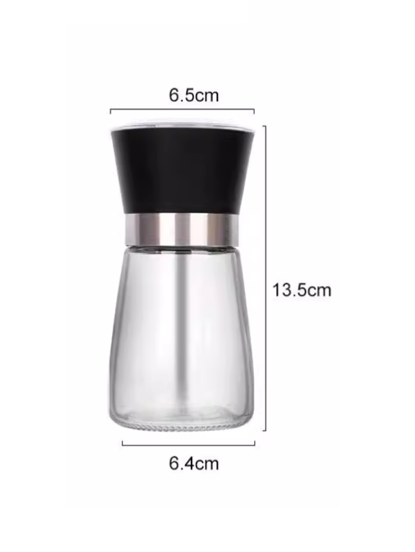 08 Molino De Sal Y Pimienta 180Ml En Acero Inoxidable Tapa Negra