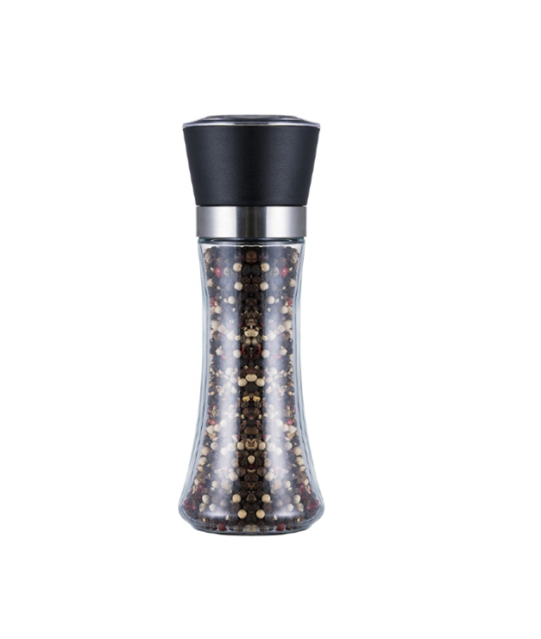 09 Molino De Sal Y Pimienta 200Ml En Acero Inoxidable Tapa Negra